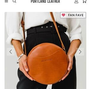 Portland Leather Tan Circle Crossbody Bag
